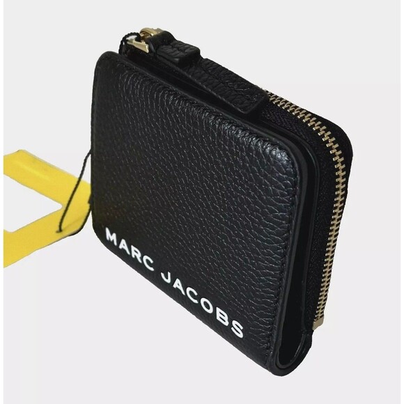 New Marc Jacobs Marc Jacobs Compact Bifold Wallet Pebble Leather Black - Picture 3 of 4